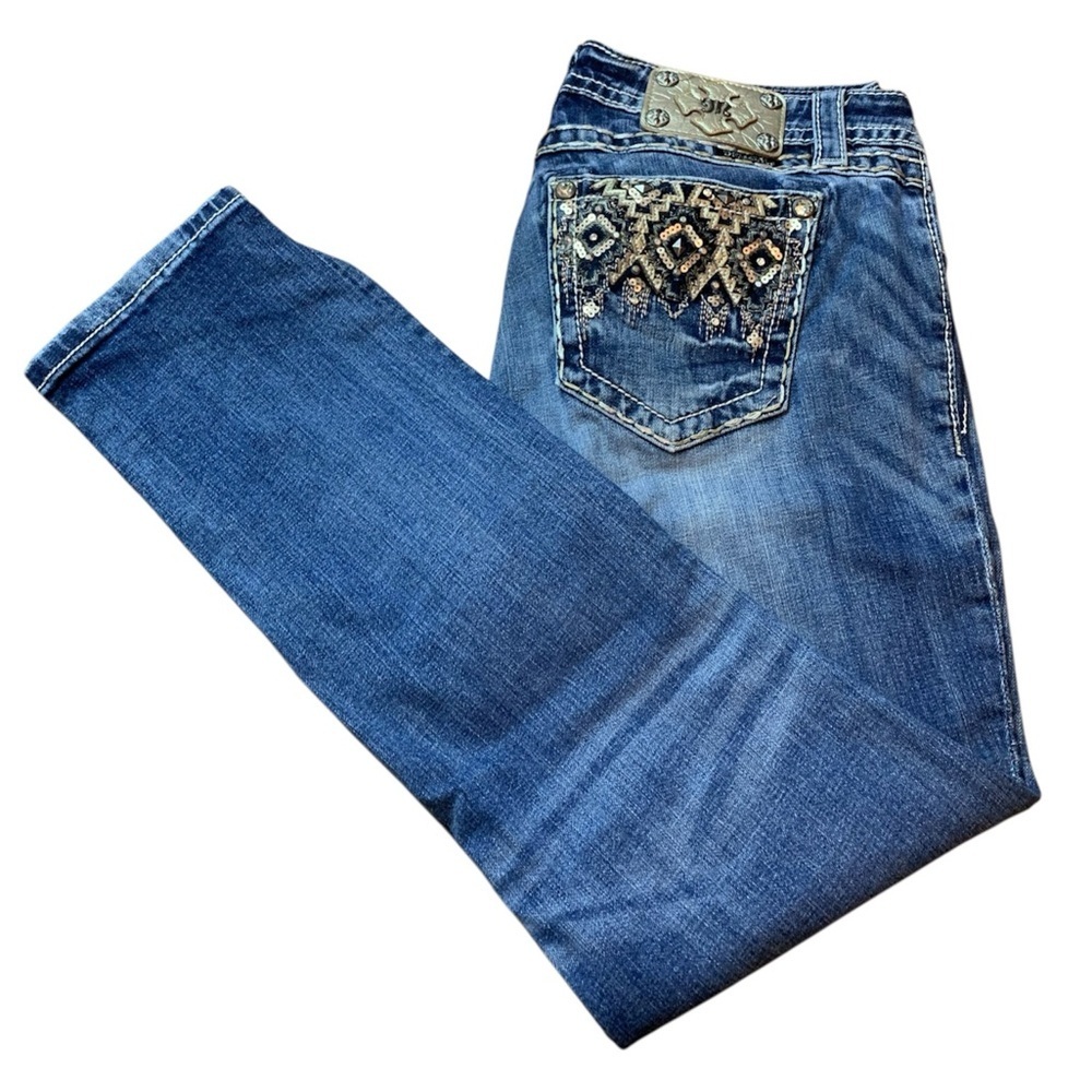 Miss Me Signature Skinny Jeans Embellished Aztec Bling - Size 29 x 30